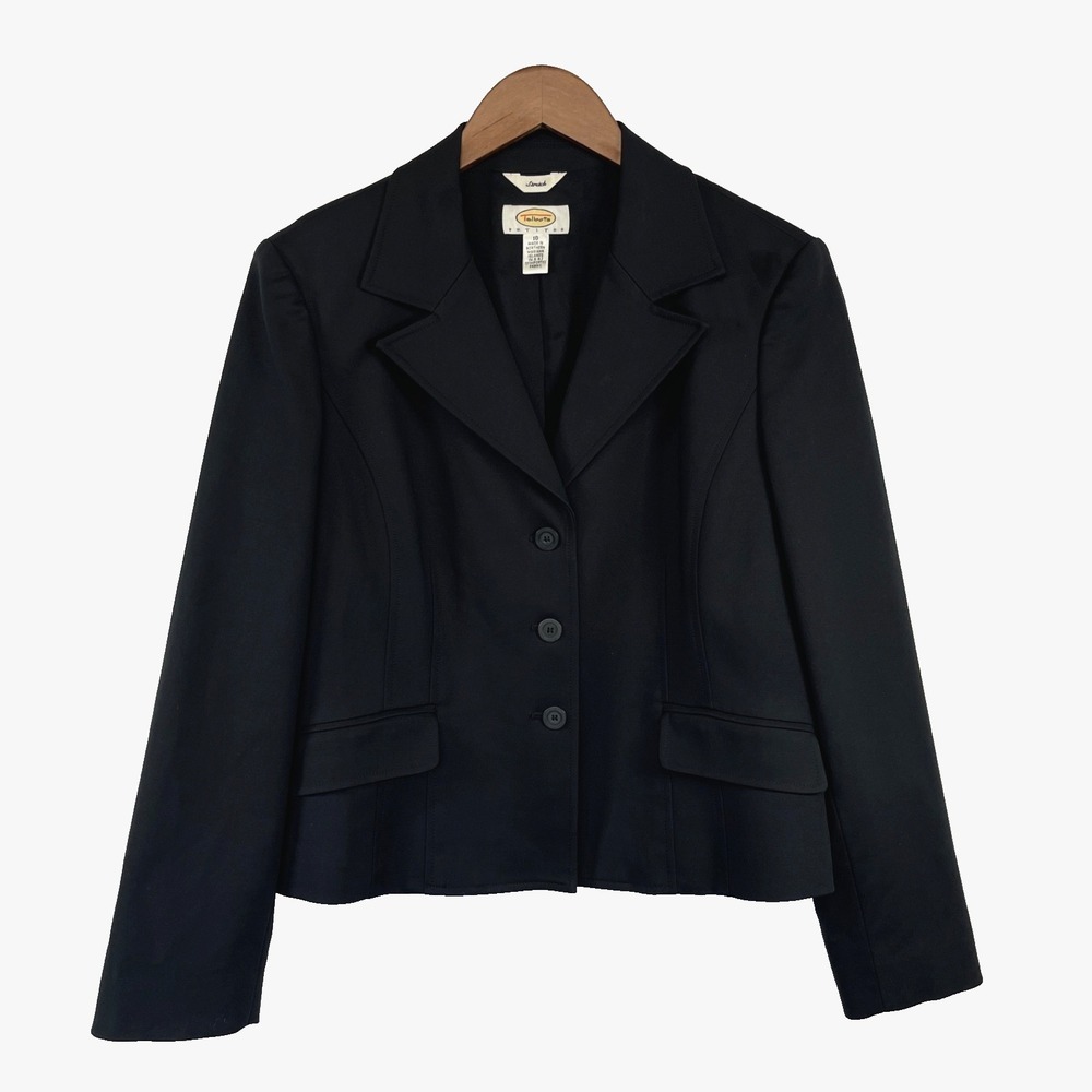 Talbots Womens Strech Blazer Jacket 10 Black Classic Preppy Office Siren Capsule